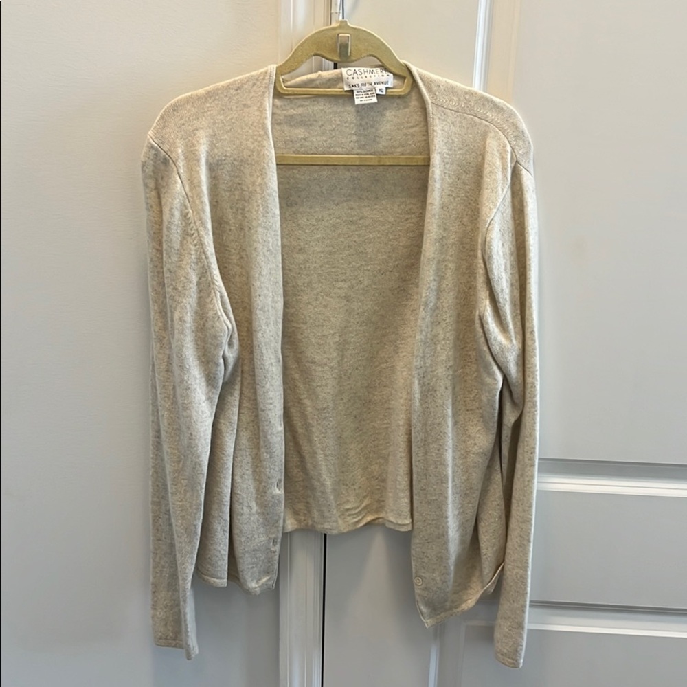 Saks Fifth Avenue Cream Cardigan Lightweight Knit Sweater